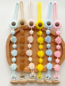 Baby Pacifier Bear Silicone Anti-out Chain Baby Teether Molar Rod Anti-Lost Rope Clip Holder