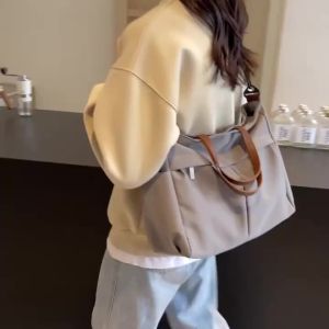 Túi Tote Nylon Rộng Rãi Dành Cho Nữ Đeo Vai Đeo Chéo Thời Trang Du Lịch Công Sở Thể Thao Mua Sắm Có Khóa Kéo Lót Polyester Mềm Mại