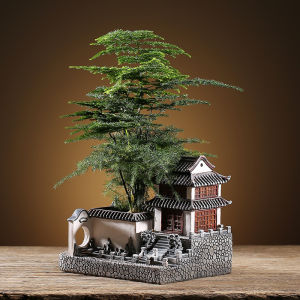 ของตั้งโชว์เรซินบนโต๊ะภูมิทัศน์ขนาดเล็กในสวนซูโจวสไตล์จีนของตกแต่งบ้านห้องรับแขกกระถางดอกไม้สำหรับตกแต่งบ้านสำนักงาน