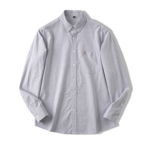 Pure Cotton Oxford Weave Long Sleeve Mens Shirt Casual Anti-Wrinkle Autumn New Style Simple Match All Seasons Chinese Brand