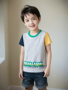 27Kids Boys Cotton T-Shirt Cartoon Train Pattern Short Sleeve Summer New Arrival Breathable Sweat Absorbent Casual Fit