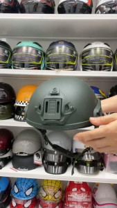 Mũ Bảo Hiểm Lính Vành VIA/Bảo Hành 12 Tháng .(Màu Xanh )