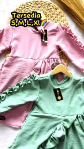 AKFAS - Gamis Anak Perempuan Muslim Modern  Polos Ruffle – Baju Lebaran & Pesta Anak