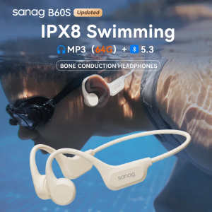 Sanag B60S True Bone Conduction Earphones Wireless Bluetooth 5.3 IPX8 Swimming Riding Headphones Flash-sale Choice 64G Headset