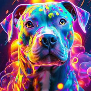 Huacan Full Square Round Diamond Painting Neon Splashing Bitdog Diamond Mosaic Animal Art Decorative Paintings