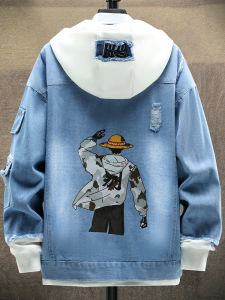ZUOFEILI | Two-tone Cartoon Print Trendy Korean Style Denim Jacket