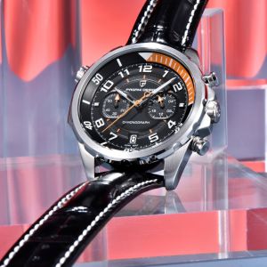 PAGANI THIẾT KẾ 44mm Đồng Hồ Thạch Anh Nam Đa Múi Giờ Chronograph Dây Da Chống Nước Dạ Quang Tay Chống Sốc