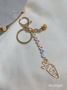 SG Personalised Name Cute Rabbit & Carrot Bag Charm Customised Keychain for Birthday Christmas Gift