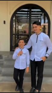 Baju Koko Couple Ayah Anak Laki Laki Burgundy Lengan Panjang Bahan Toyobo Import Terbaru 2025