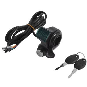 For Electric Scooter Throttle Electric Bicycle Thumb Throttle Voltmeter Digital Voltage LCD Display Switch Power with Key Lock