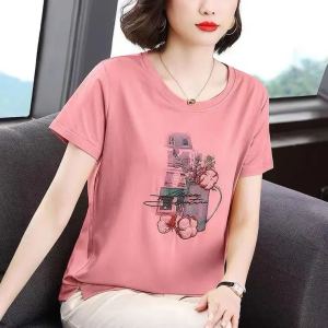Casual Summer Short Sleeve T-Shirt Womens Versatile Midlife Moms Fashion Lightweight Breathable Basic Fit Cotton Tee Shirt