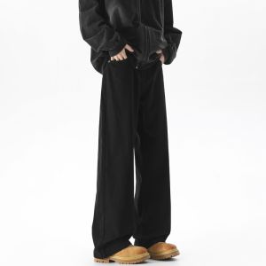 กางเกงยีนส์ทรงตรงหลวมๆ สีขาว ทรงหลวมๆ สำหรับผู้ชาย กางเกงขายาวทรงหลวมๆ สไตล์ฮิปฮอป ทรงหลวมๆ สำหรับใส่ไปทำงาน