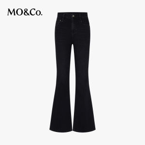 MO&Co. | Rock Style Dark Blue Distressed Flared Jeans