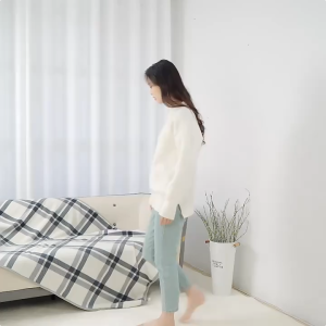 ผ้าห่มนอนกลางวัน ผ้าห่มขนแกะลายสก๊อตแบบสวมติดกระดุม ผ้าคลุมไหล่ทำงาน ผ้าห่มคลุมตัว ผ้าห่มปรับอากาศ