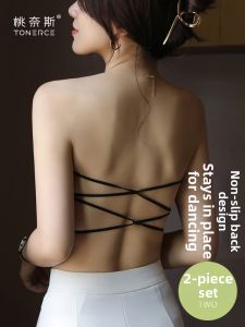 TONERCE | Strapless Non-wired Bra for Small Breasts With Gathering Lightweight and Slip-resistant