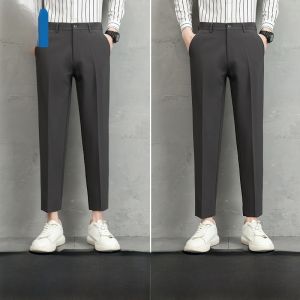 Jeanswest Mens ฤดูใบไม้ร่วง ฤดูหนาว ขาตรง กางเกง ผ้าขนแกะ เรียงราย ลำลอง กางเกงขายาว ต่ํา เอว Nine Points Youth Fashion โพลีเอสเตอร์ สแปนเด็กซ์