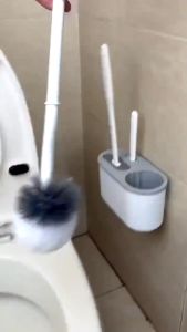 3 in 1 Toilet Brush Set Wall-mounted Multifunction Silicone Bathroom Cleaning Brush With Holder