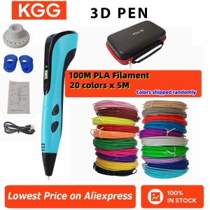 2025 Children 3D Printing Pen with LED Screen 100M PLA Power Adapter Travel Box Christmas Birthday Gift 3D Pen Set For Kids.