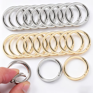 5 Pcs (32 mm) Spring-Loaded Metal O-Rings Round Spring Clamps Ideal for Wallet Car & Pet Keychains Lanyards and DIY Craft