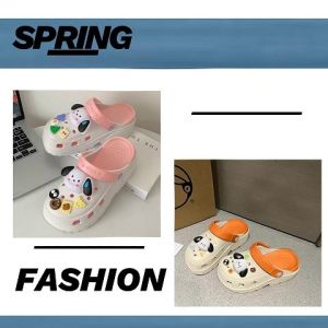 LiShops ห้ามพลาดบอกเลย รองเท้าแตะหัวโตแฟชั่น สไตล์ลุคเกาหลีสุดๆๆ พื้นทูโทนถอดทำความสะอาดได้ มาพร้อมตัวติดน้องหมาสุดน่ารัก จัดเล๊ย