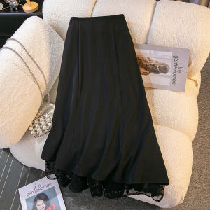 Elegant High Waist Fish Tail Skirt Half Body Mesh Splicing Womens Spring 2025 New Style Slimming Butt Covering Skirt