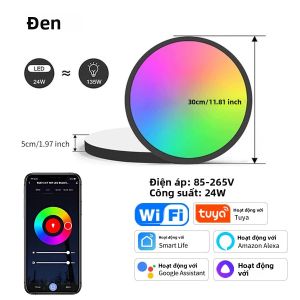 Tuya Thông Minh WiFi Đèn LED Âm Trần 24W RGB WW CW Tròn Bluetooth Tương Thích Với Alexa Google Điều Khiển Giọng Nói AC85-265V Có Thể Điều Chỉnh Độ Sáng
