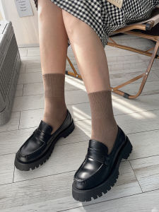Retro Pure Color High Screw Type Anti-Strangulation Socks Womens Minimalist Cotton Socks Winter Korean Style Basic All-Matching Female Middle Tube Socks Trendy