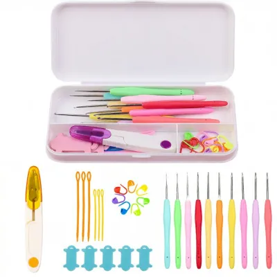Handmade Crochet Set Soft Handle Yarn Needle Knitting Tools DIY Toy Box Sweater Needle Household Full Set Storage Box