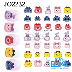 Sticker Dán Móng Tay 3D Chống Nước Hoạ Tiết Đầu Hình Thú Hoạt Hình Cute JO2232