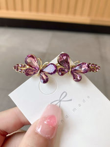 Kẹp Tóc Bướm Pha Lê Cao Cấp Cho Phụ Nữ Có Lò Xo Kẹp Lưng Não Nửa Tuck Phụ Kiện Tóc Phong Cách Hàn Quốc Hàng Mới Về