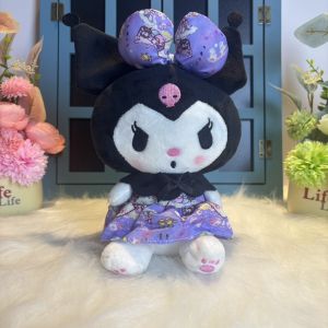 AOGER | New Kawaii 25cm San-rio Plush Toy Jade Dog Ku-romi Dressing Doll Doll Plush Toy Stuffed Animal Patung Dolls Birthday Gift