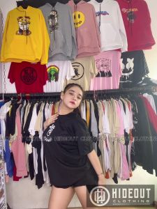 HIDEOUT  fashion korean t shirt tee t-shirt clothing original clearance combination short sleeve comfy personality oversize summer