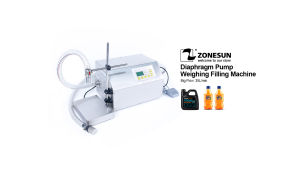 ZONESUN Liquid Filling Machine ZS-DP431Wกึ่งอัตโนมัติBig Flowเครื่องดื่มเหลวแชมพูเครื่องชั่งน้ำหนักน้ำไดอะแฟรมน้ำFiller