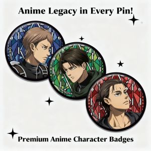 Bandai | Attack on Titan Levi Ackerman Erwin Smith Anime Tin Pin Badge