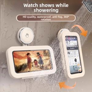 Bathroom Phone Waterproof Box Bathing Suction Cup Wall Mounted Storage Rack Drama Placement Tray ABS Material Single Layer