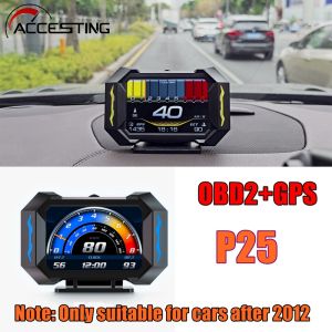 🔥Local Delivery🔥P25 Car OBD2+GPS Heads Up Display Meter Digital Scanner Alarm Speed Gauge Display HUD Water Temp RPM Turbo Boost
