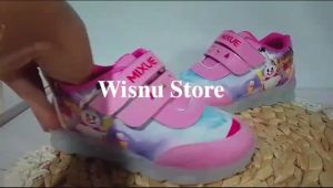 Sepatu Sneakers Anak Perempuan LED viral motif MIX bisa nyala lampu LED