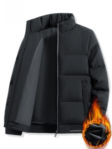 ROMON | Lormen Mens Down Jacket Thickened Warm Stand Collar Duck Feather Coat Autumn Winter New Style Casual Fashion Polyester Fiber