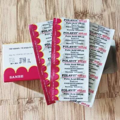 1 Strip Suplemen Folavit 400mg / 1 Lembar Folavit 10 tablet Original Sanbe
