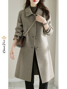 High-End Original Color Double-Sided Cashmere Woolen Coat Womens Fashion Mid-Length Outerwear Autumn Winter Brand New Style
