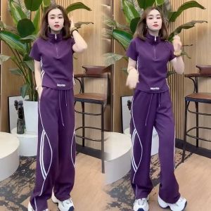 QIAOXIZI | Large Size Fashionable Sport Set Spacious and Slender Straight Trousers