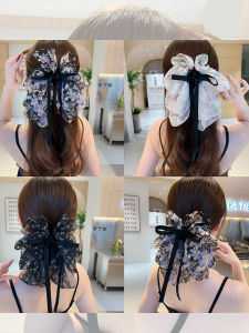 Floral Bow Ribbon Back-of-Head Hair Clip