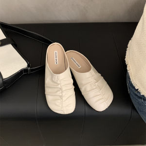 Mềm Da Con La Đế Bằng Nữ Mặc Ngoài Trời Mùa Hè Phong Cách Cổ Tích Nhẹ Nhàng Giày Đơn Trượt Retro Phiên Bản Hàn Quốc Gót Thấp