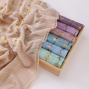 Jifang Women Stamping Gold Floral Pashmina Shawl Scarf Muslim Hijabs Shawls 175x70cm SL100