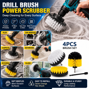 4 Inch Soft Drill Brush Disc Cleaning Attachment Power Scrubber for Bathroom Kitchen Carpet Glass Tile Car Wheels