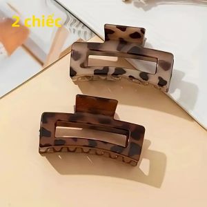 2 Kẹp Tóc Hình Cá Mập In Họa Tiết Da Báo Cho Nữ Kẹp Tóc Nhựa Hình Chữ Nhật Sang Trọng Phụ Kiện Tạo Kiểu Tóc