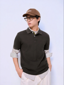 Mens Business Casual Polo Shirt Cotton Short Sleeve