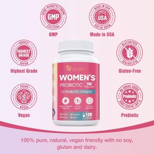 Women’s Probiotic Capsules 100 Billion CFU 15 Strains with Organic Cranberry Supports Urinary Immune Digestive & Gut Health No Soy Gluten Dairy