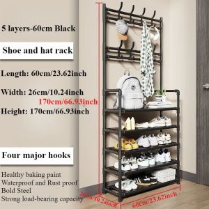 4/5-Layer Shoe Rack Shelf Multifunctional Shoe and Hat Rack Rak Pakaian Rak Kasut Hanging Organizer Hanger Clothes Rack