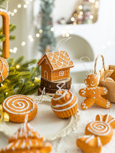 Christmas Decorative Foam Ball Cinnamon Roll Candy Ornament Window Display Holiday Decoration Gingerbread House Design